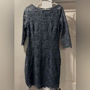 Jennifer Lopez Navy Lace Long Sleeve Dress Dark Green